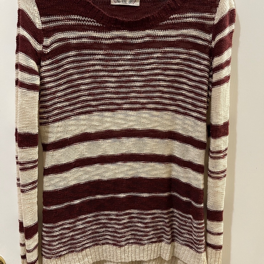 Striped Burgundy and Cream Sweater